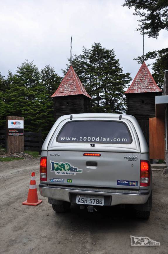 Entrada do Fuerte Bulnes, ao sul de Punta Arenas, no extremo sul do Chile e da América. Nós não entramos, pois achamos muito caro